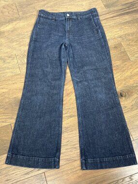 J. CREW JEANS High Rise Wide Leg Denim Trouser Jeans Dark Wash Sz 30 EUC